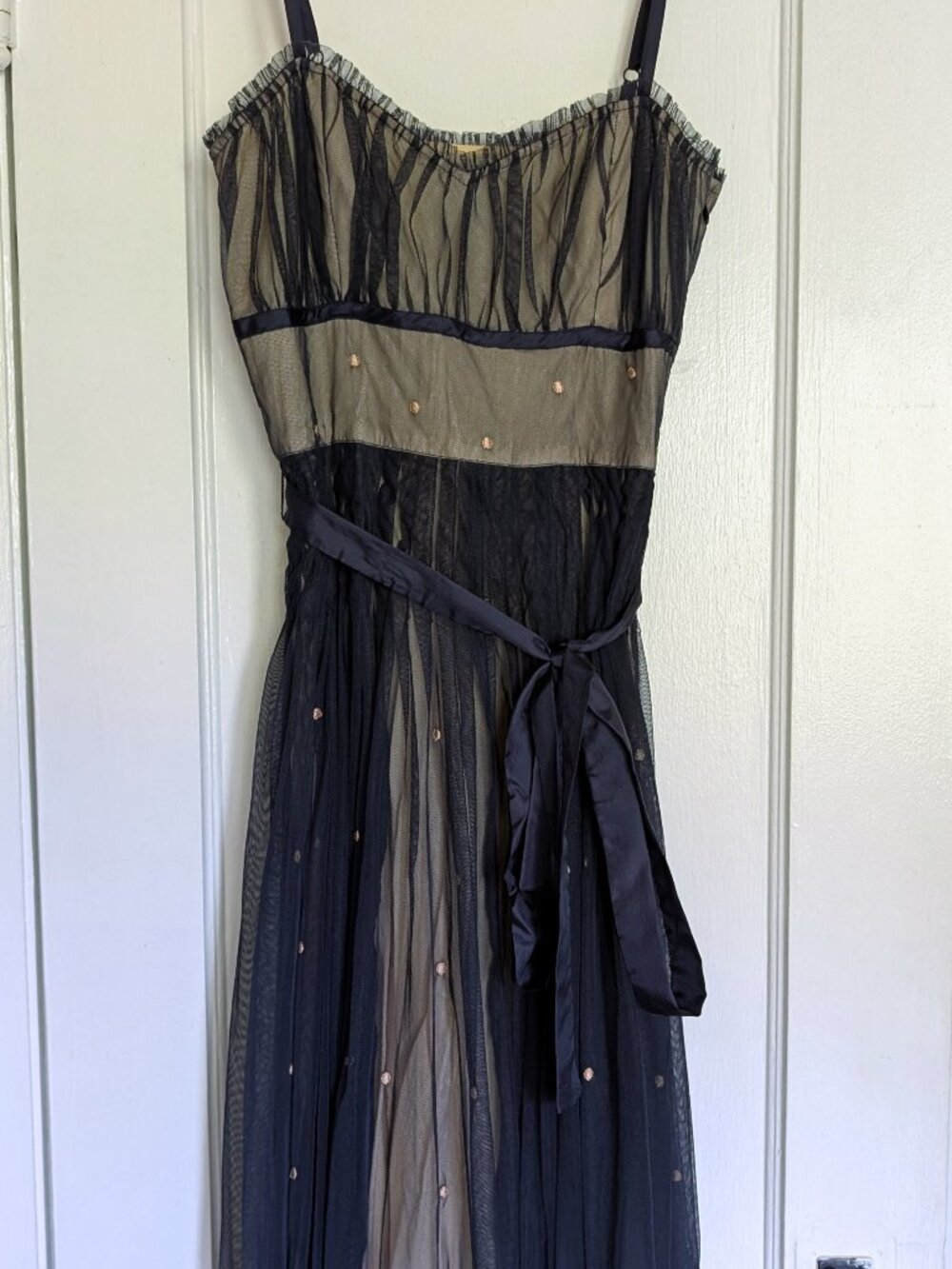Odille Navy Embroidered Tulle Dress